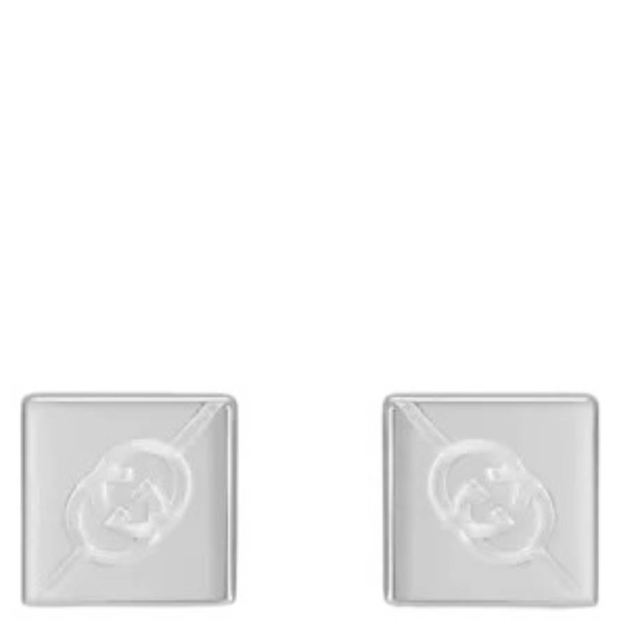 Gucci Sterling Silver Diagonal Interlocking G Stud Earrings