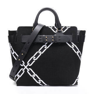 Burberry Black Medium Knitted Link Belt Bag In Black,two Tone