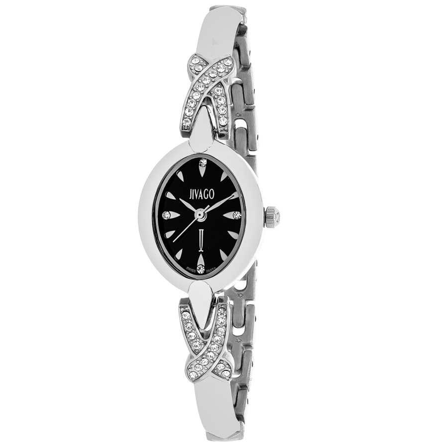 Jivago Via Quartz Black Dial Ladies Watch Jv3610 In Black,silver Tone