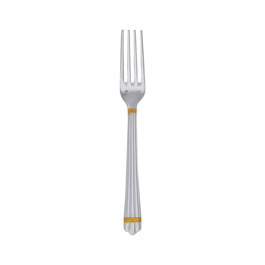 Christofle Silver Plated Aria Gold Dessert Fork 1022-015 In Gold / Silver