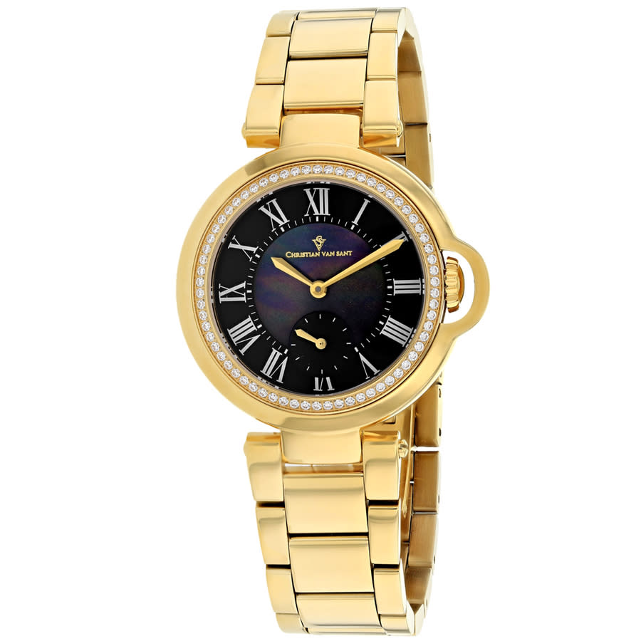 Christian Van Sant Cybele Quartz Ladies Watch Cv0235 In Gold Tone / Mop / Mother Of Pearl / Yellow