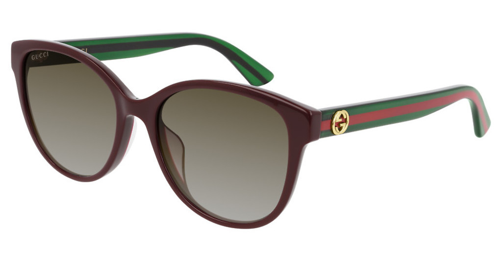 Gucci Brown Cat-eye Ladies Sunglasses Gg0703sk-004 55 In Brown,red