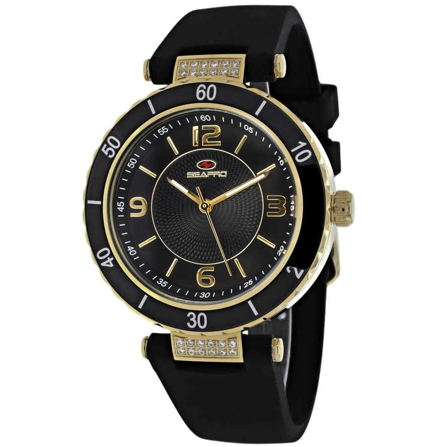 Shop Seapro Seductive Quartz Black Dial Ladies Watch Sp6412 In Black / Gold Tone / Yellow