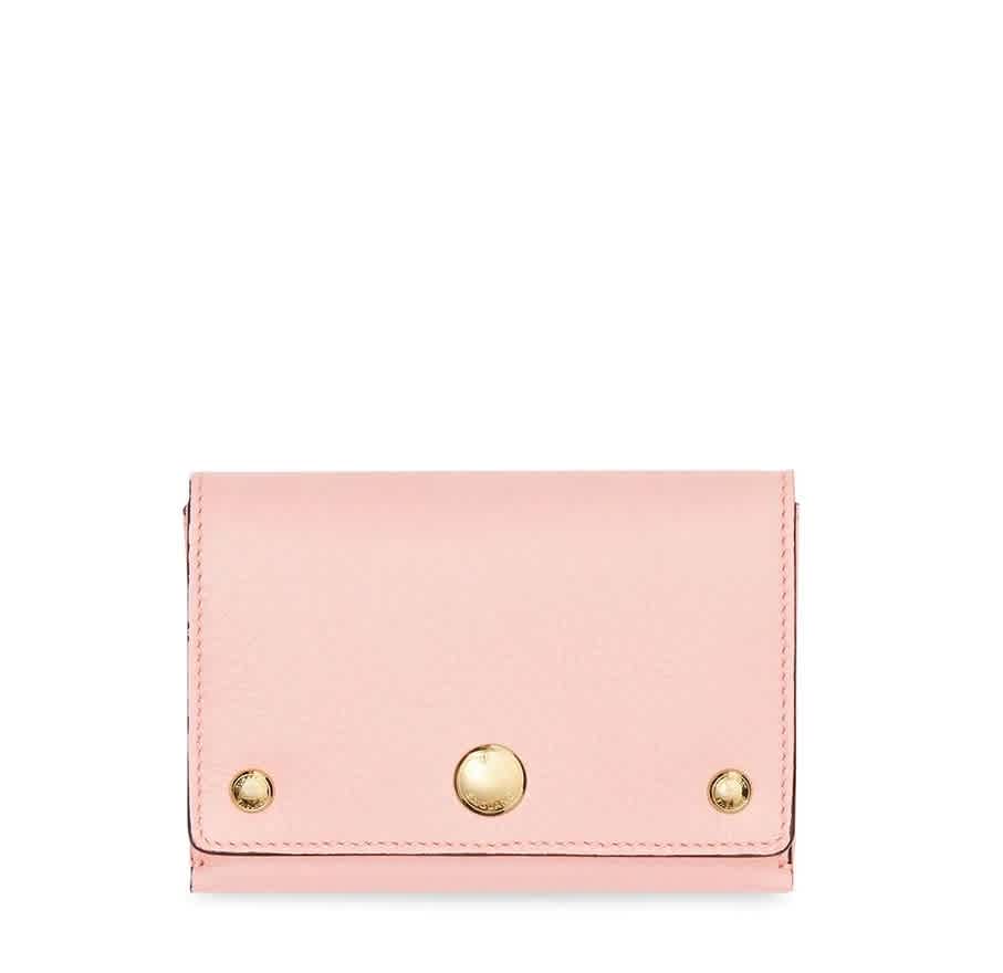 Burberry Ladies Triple Stud Leather Folding Wallet In Pink