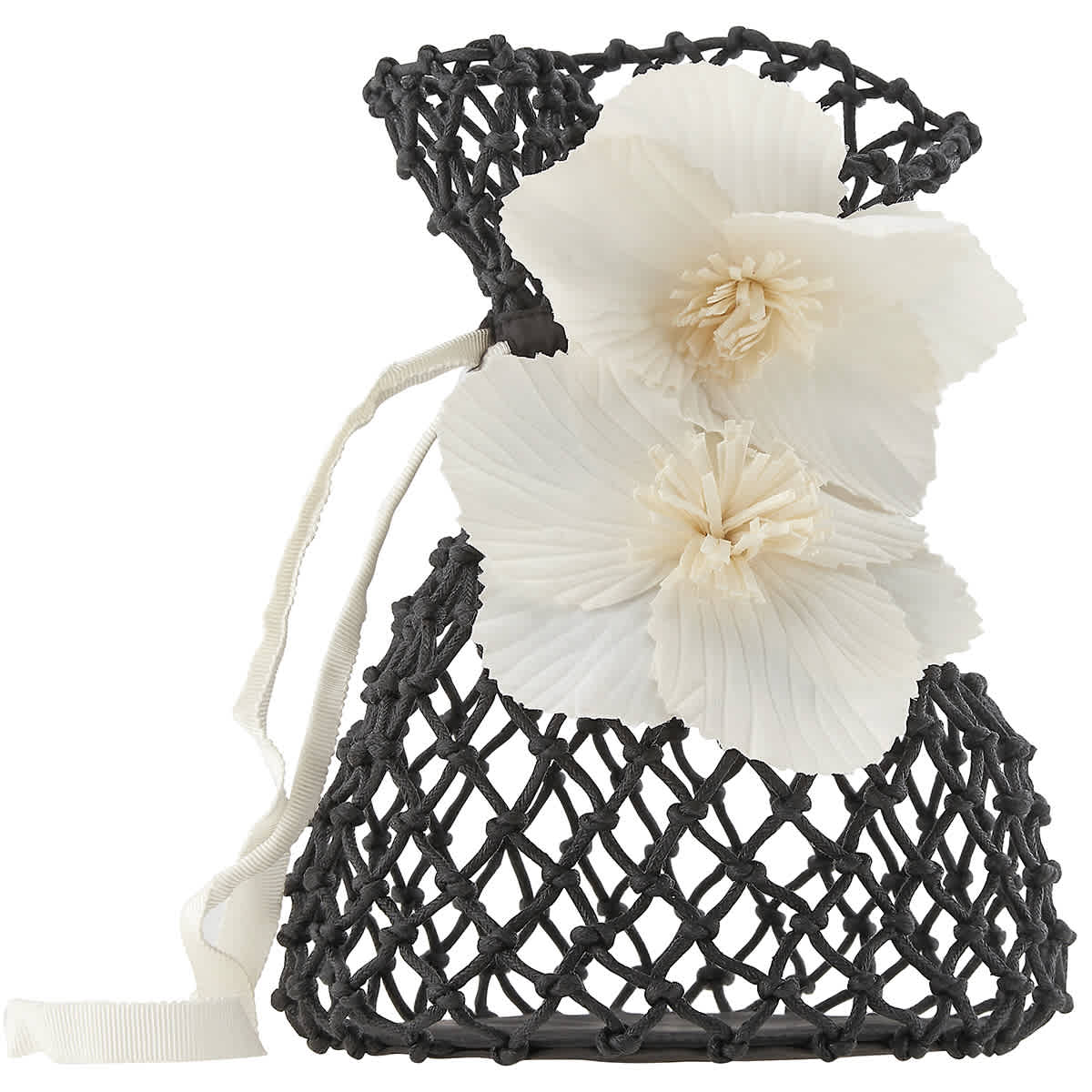 Bonpoint Kids Black Floral Applique Crochet Bag