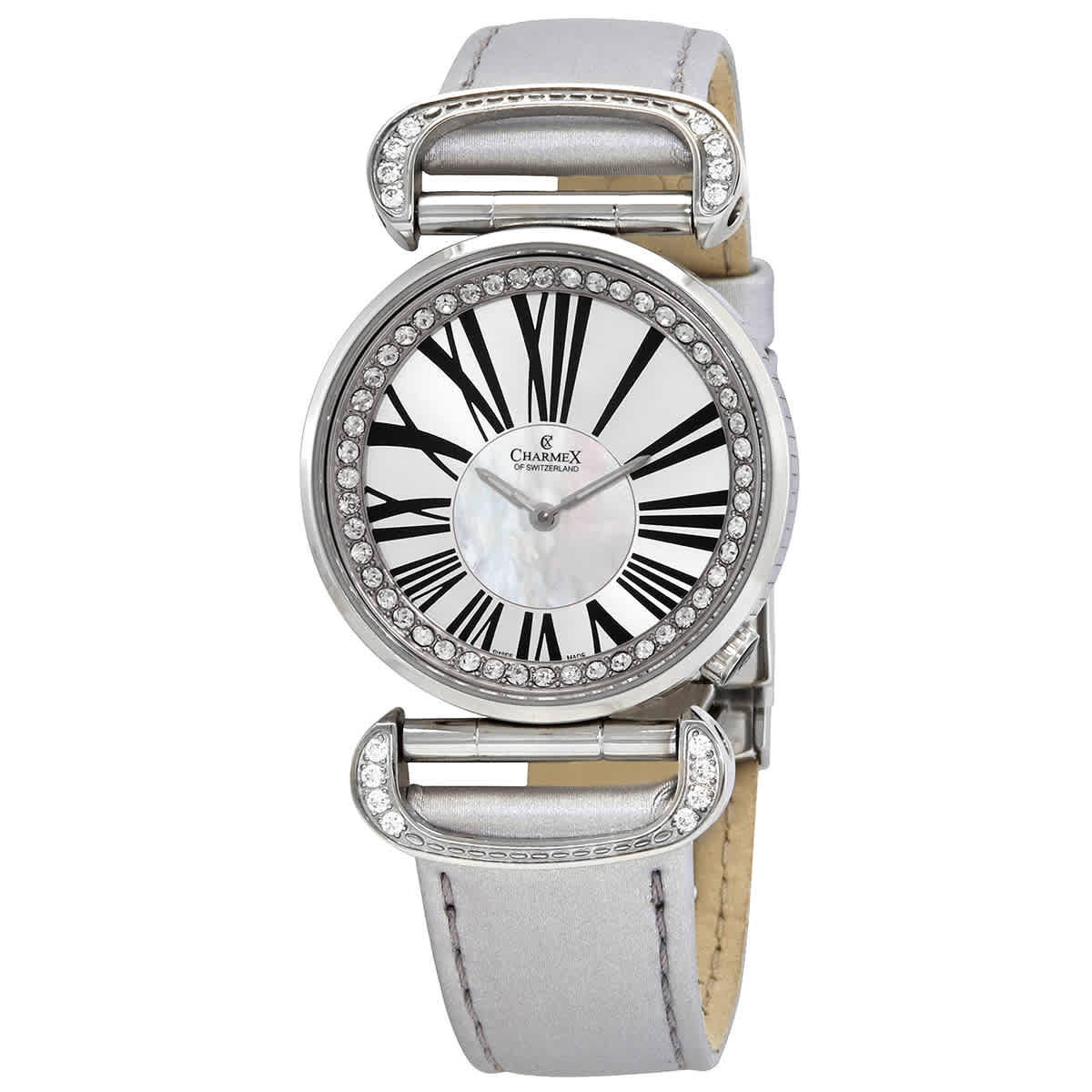 Charmex Malibu Quartz Silver Dial Light Grey Leather Ladies Watch 6280 In Grey,silver Tone