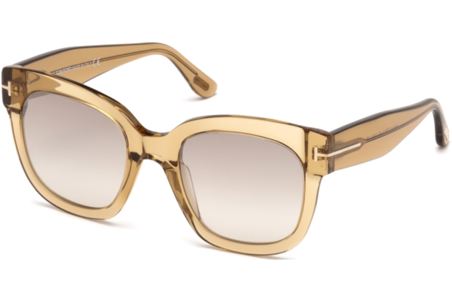 Tom Ford Beatrix Gradient Brown Mirror Square Ladies Sunglasses Ft0613 45f 52 In Beige,brown