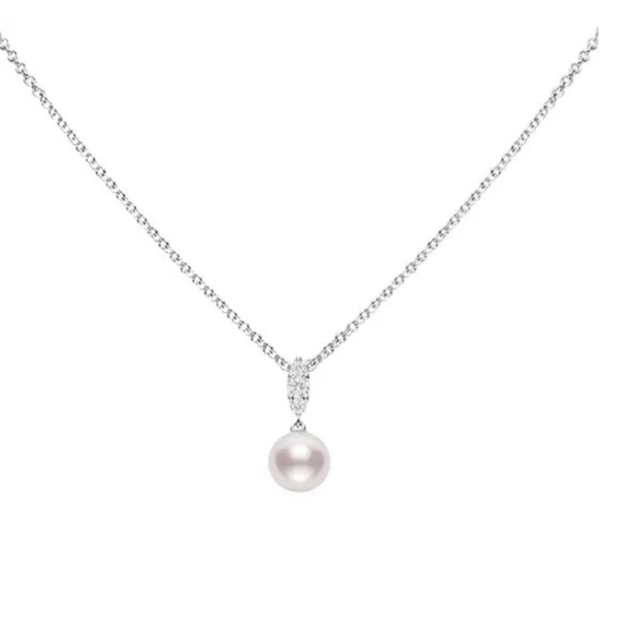 Mikimoto Morning Dew Akoya Cultured Pearl Pendant  18k White Gold - Mpq10058nxxw