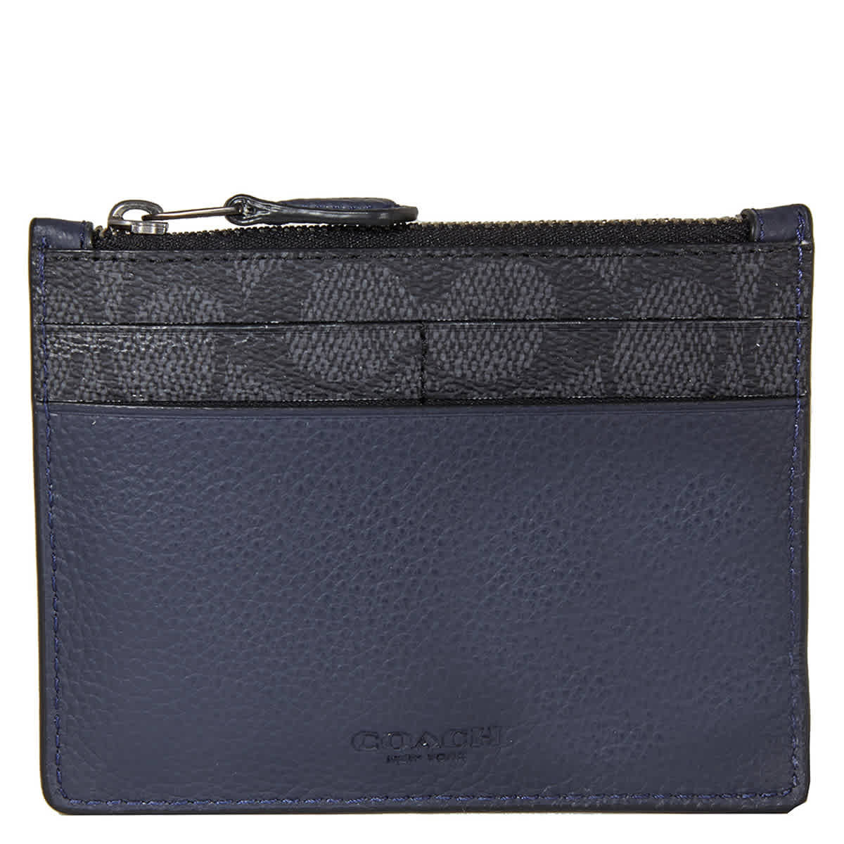 Coach Signature Canvas Blocking Card Case-charcoal