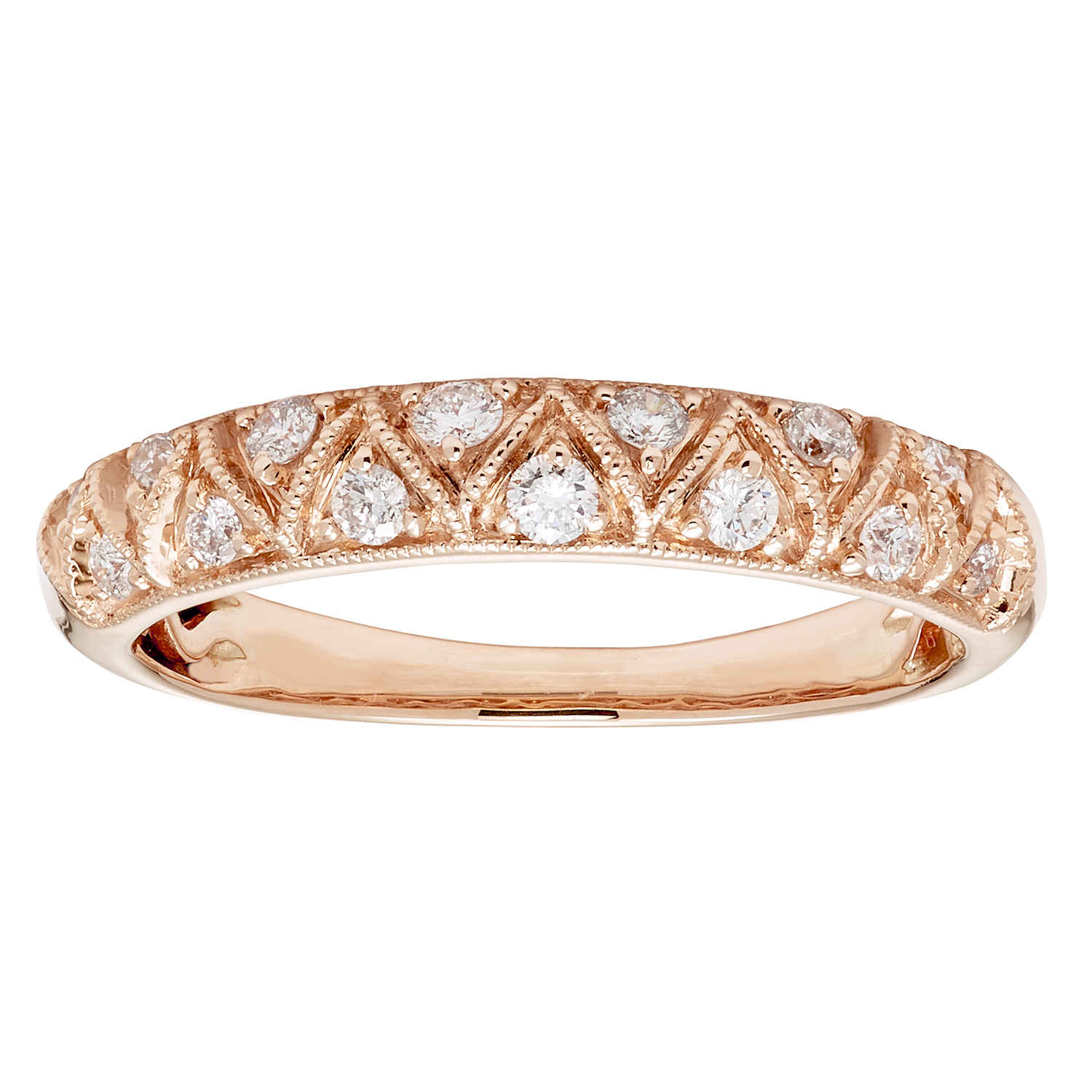 Cya K Certified Diamond Wedding Ring 0.25ct 14k Rose Gold R124101r-10 Size 10 In Gold Tone,pink,rose Gold Tone