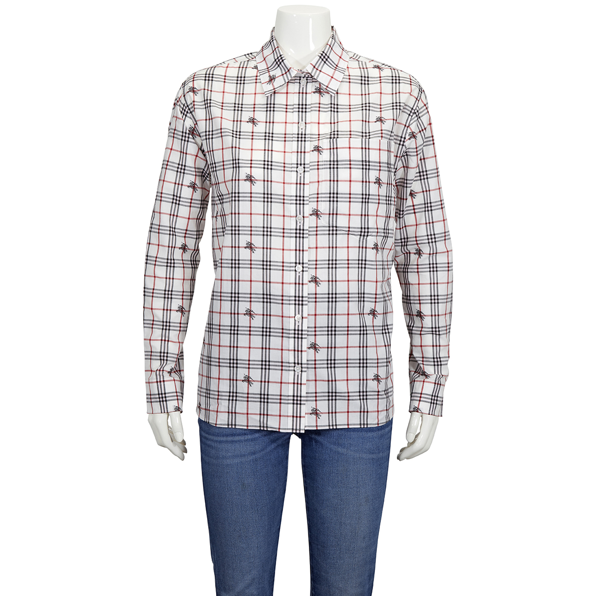 BURBERRY LADIES EQUESTRIAN KNIGHT CHECK COTTON SHIRT
