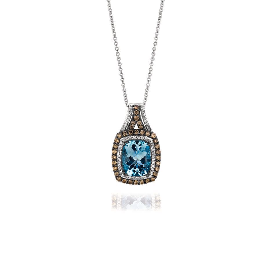 Le Vian Ladies' Semi Precious Fashion Pendant In 14k Vanilla Gold In Blue