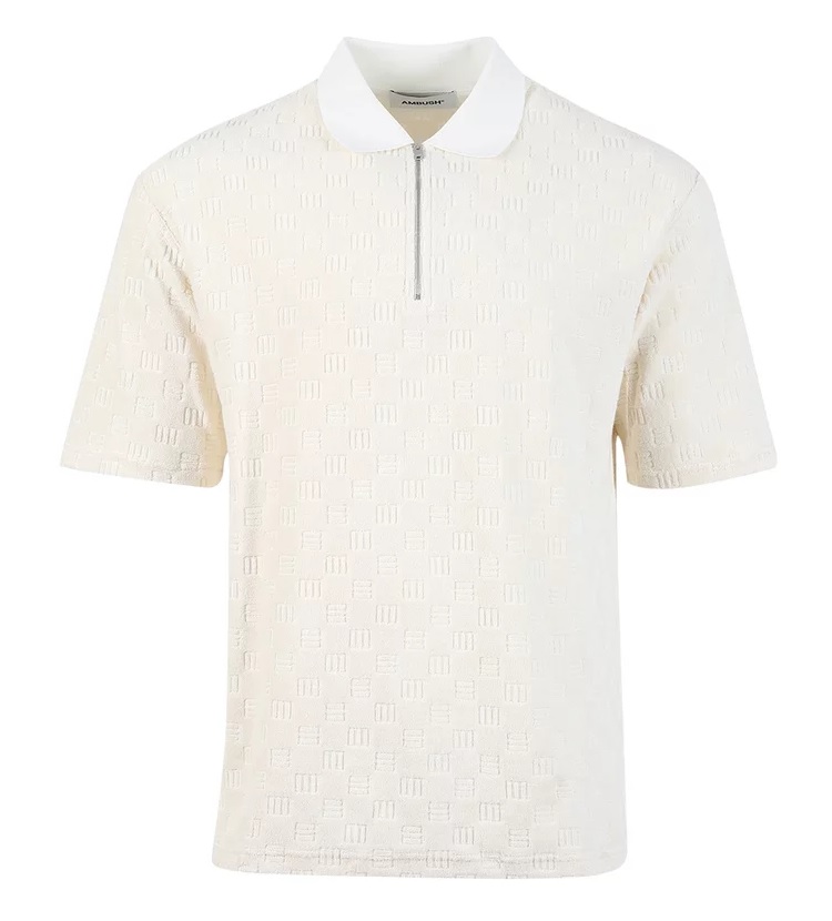 AMBUSH AMBUSH MENS WHITE ASPARAGUS MONOGRAM HALF ZIP POLO SHIRT