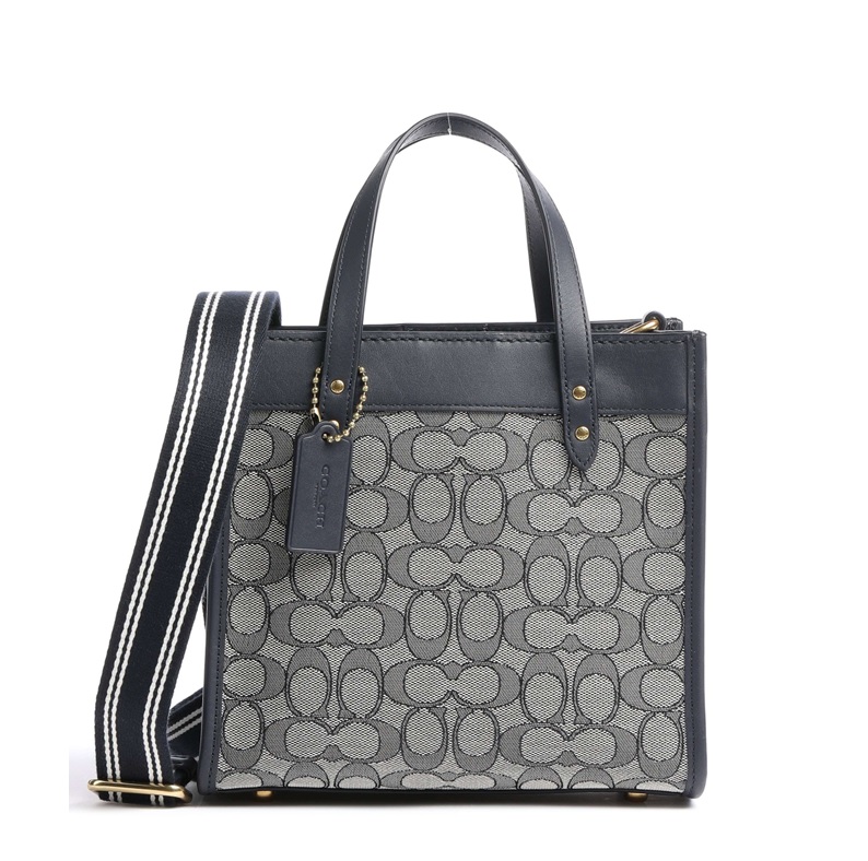 COACH COACH SIGNATURE JACQUARD FIELD TOTE 22 - NAVY MIDNIGHT