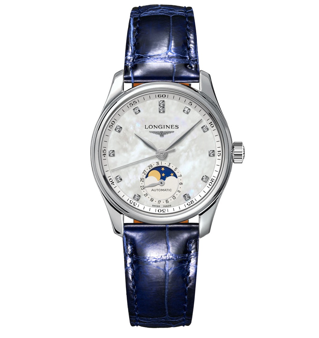 Longines Master Collection Watch, 34mm In Blue / Mother Of Pearl / White