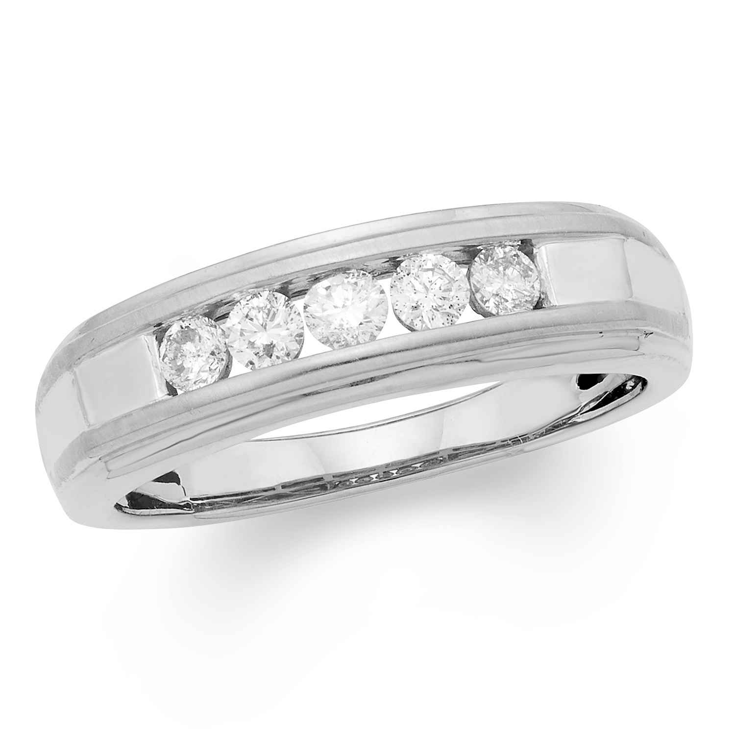 Cya K Certified Diamond Mens Ring 1/2ct 14k White Gold R123911w-11 Size 11 In Gold Tone,white