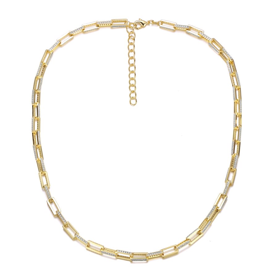 Megan Walford 14k Yellow Gold Plated Cubic Zirconia Necklace In Gold-tone