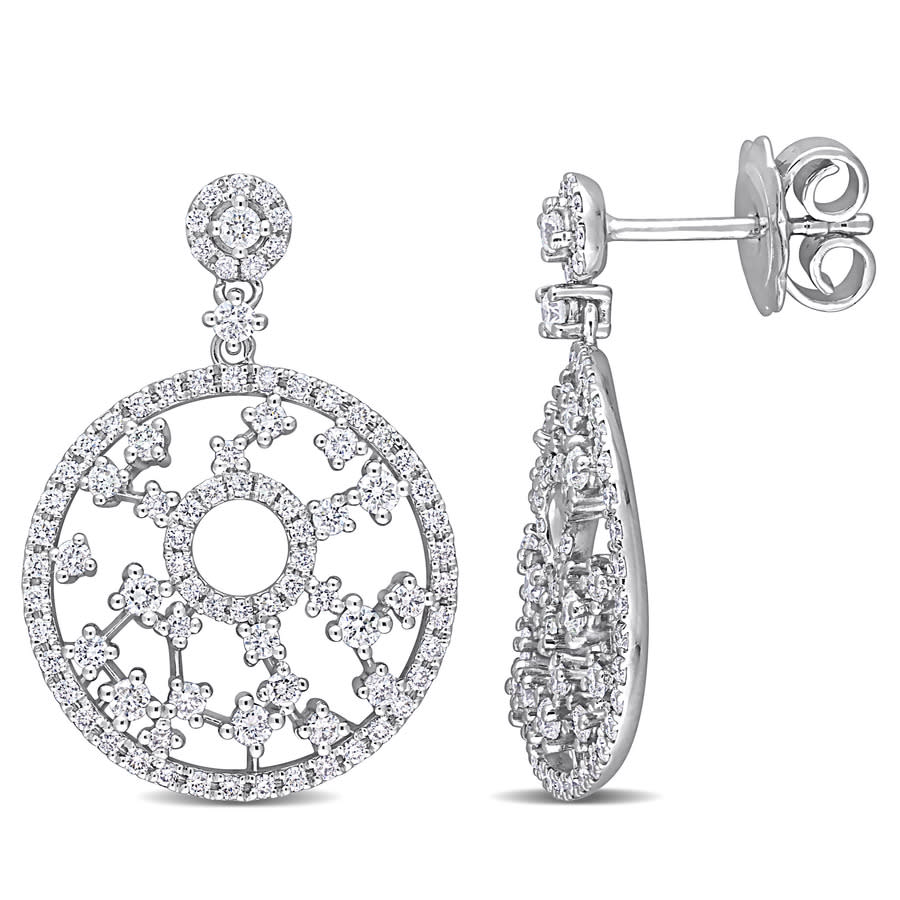 Amour 1 1/4 Ct Tdw Diamond Circle Filigree Earrings In 14k White Gold