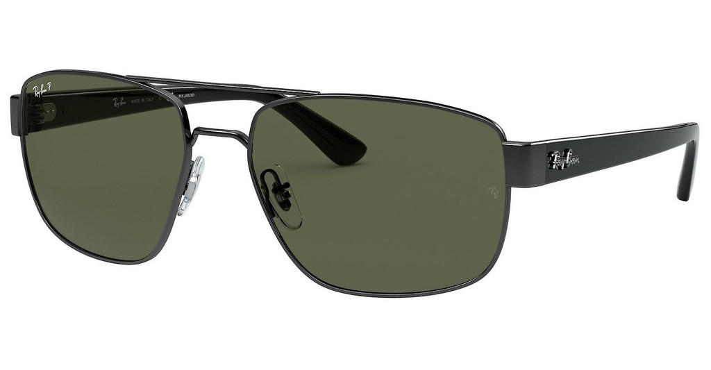 Ray Ban Rb3663 Sunglasses Grey Frame Green Lenses Polarized 60-17 In Green / Gun Metal / Gunmetal