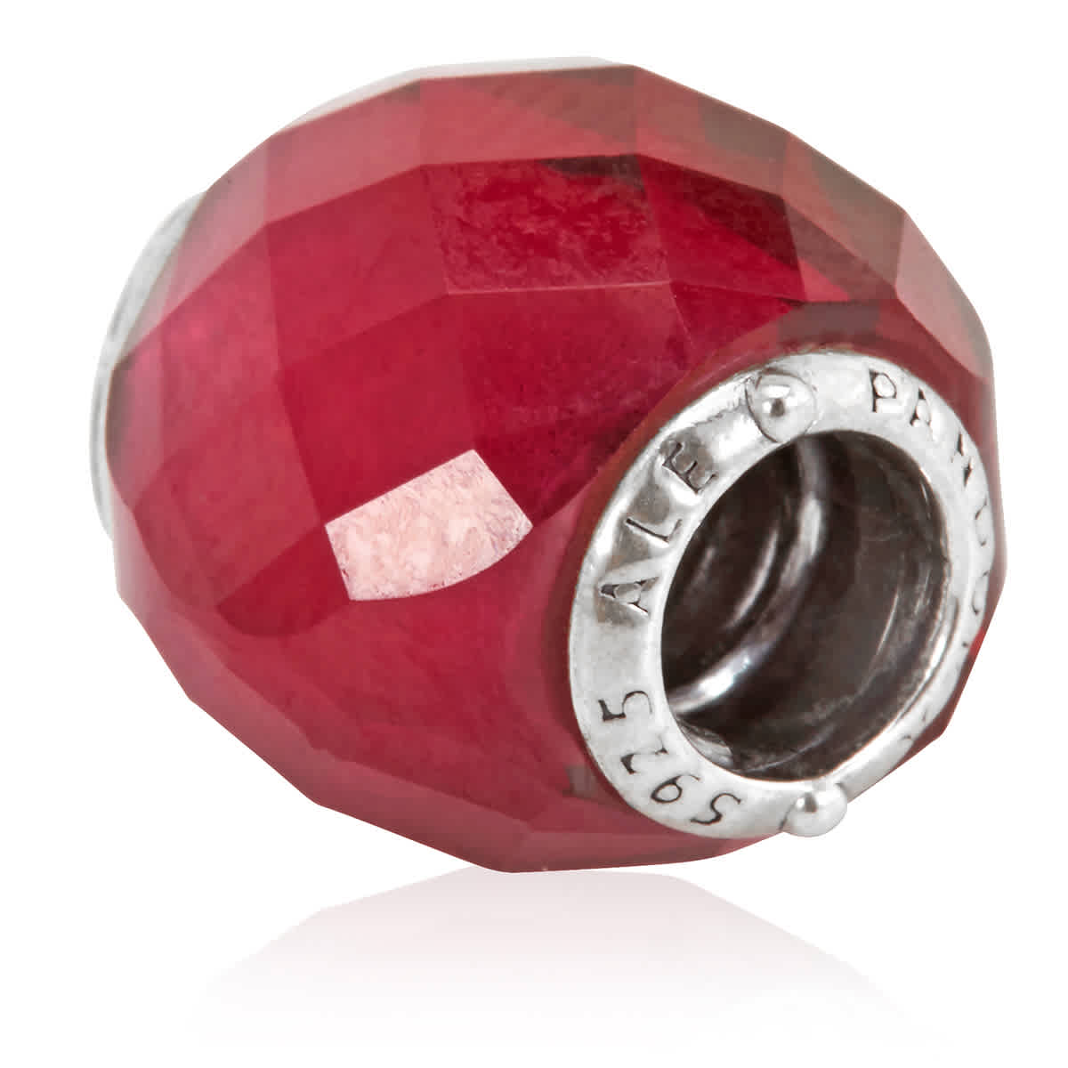 Pandora Fuchsia Pink Heart Charm In Sterling Silver In Pink,red,silver Tone