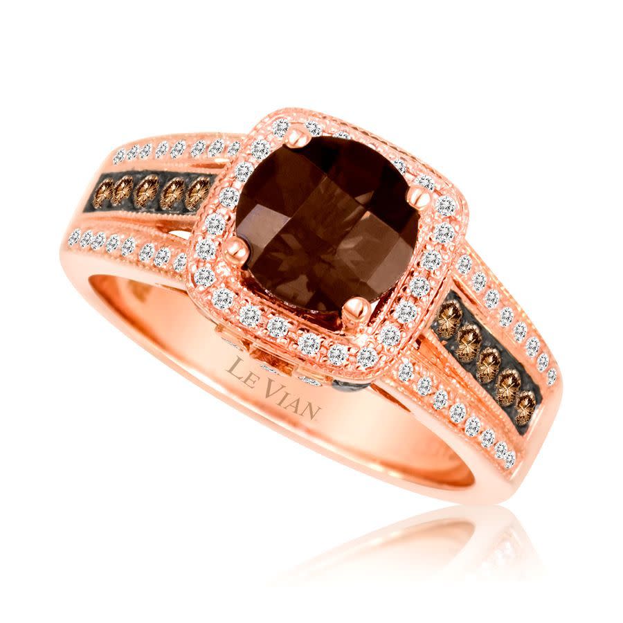 Le Vian Ladies Semi Precious Fashion Ring In 14k Strawberry Gold In Brown