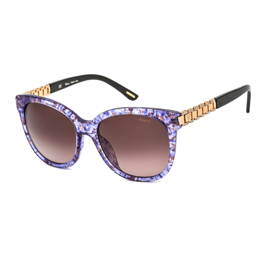 Chopard Ladies Blue Square Sunglasses Sch164g 0gfv 55 In Blue,brown