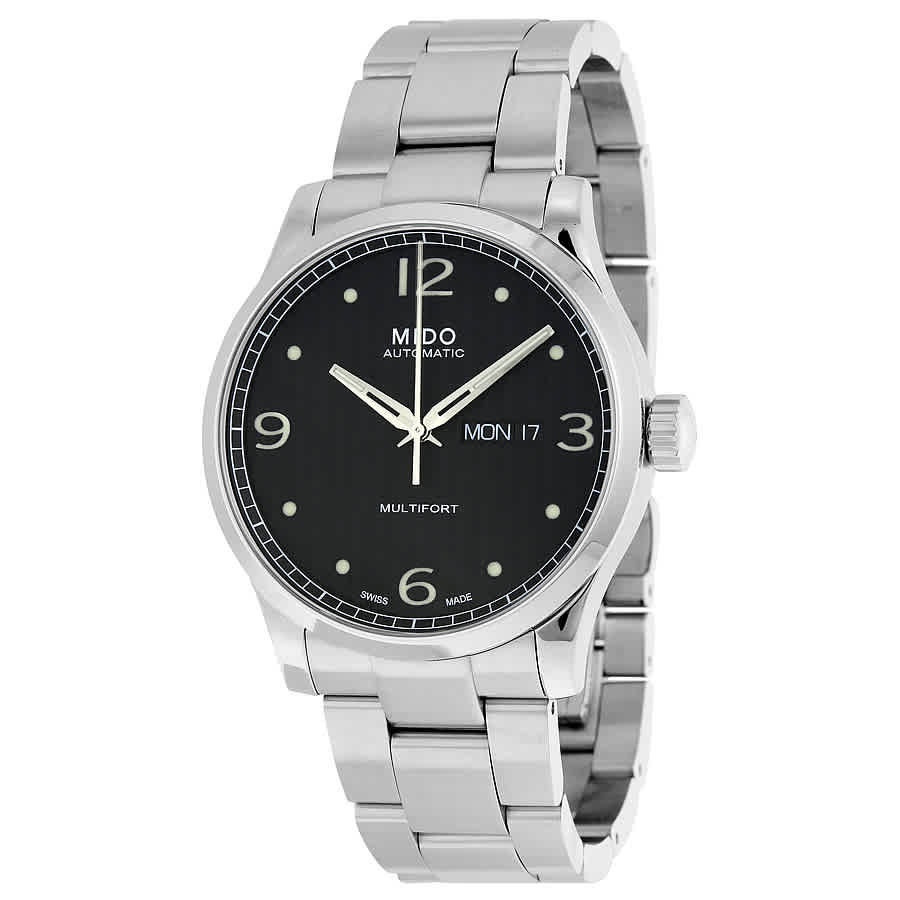 Mido Multifort Automatic Black Dial Stainless Steel Mens Watch M0054301105000 In Black,silver Tone