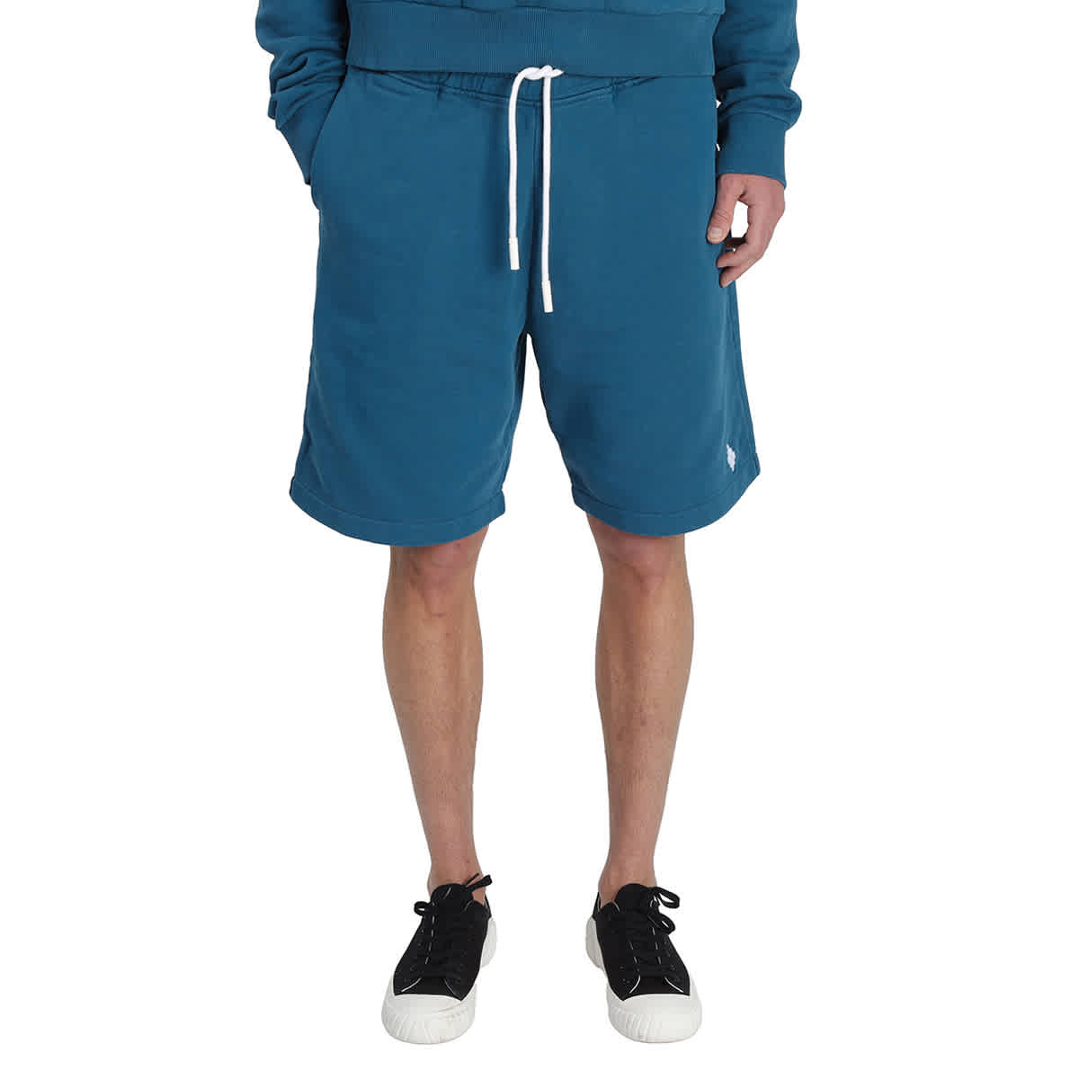 Marcelo Burlon County Of Milan Marcelo Burlon Drawstring Cotton Bermuda Shorts In Blue/white