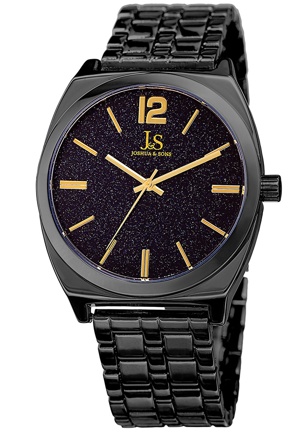 Joshua And Sons Joshua & Sons Sandstone Dial Mens Watch Jx122bk In Black,gold Tone