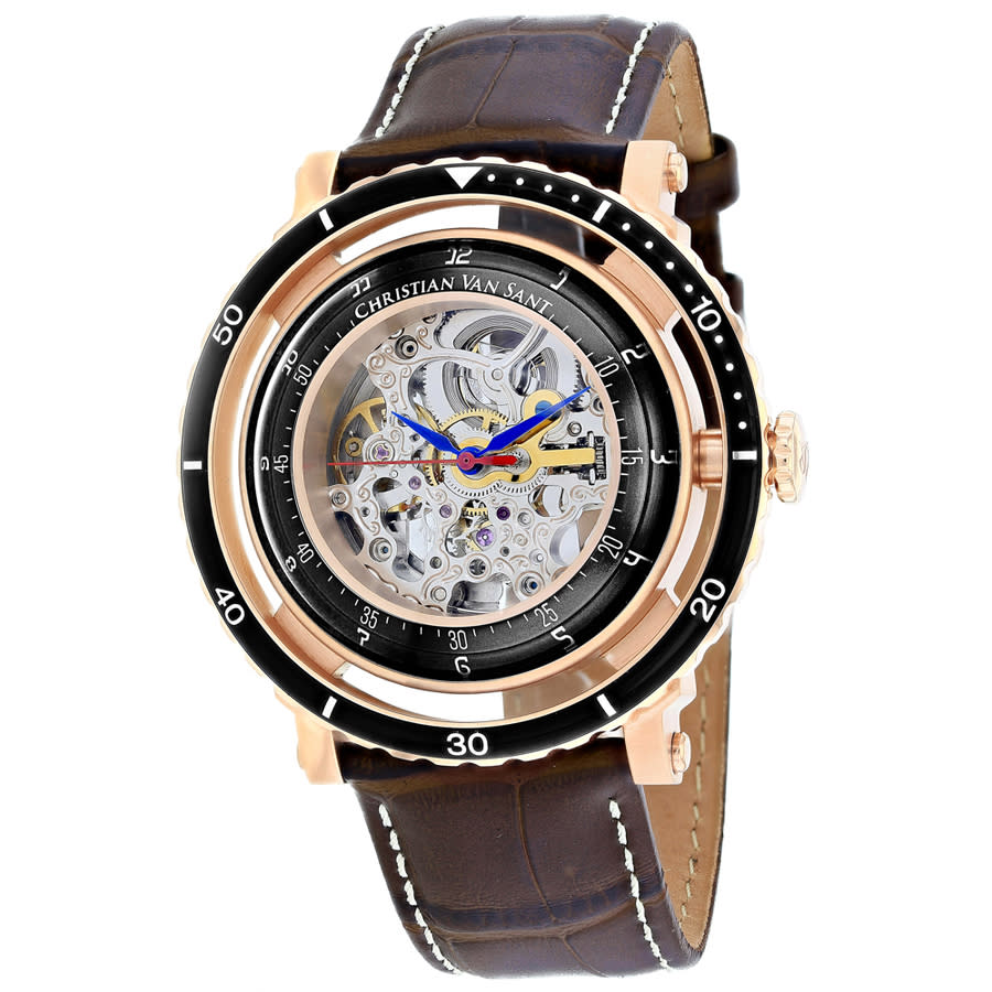 Christian Van Sant Men's Dome Watch In Black / Blue / Brown / Gold Tone / Silver