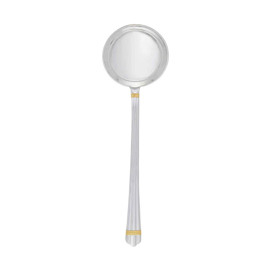 Christofle Silver Plated Aria Gold Soup Ladle 1022-005 In Gold / Silver