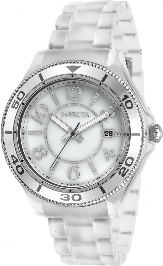 Invicta Anatomic Quartz White Mother Of Pearl Dial Ladies Watch 30355 In Mother Of Pearl,silver Tone,white