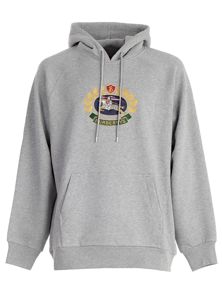 Burberry Esker Embroidered Logo Hoodie In Grey