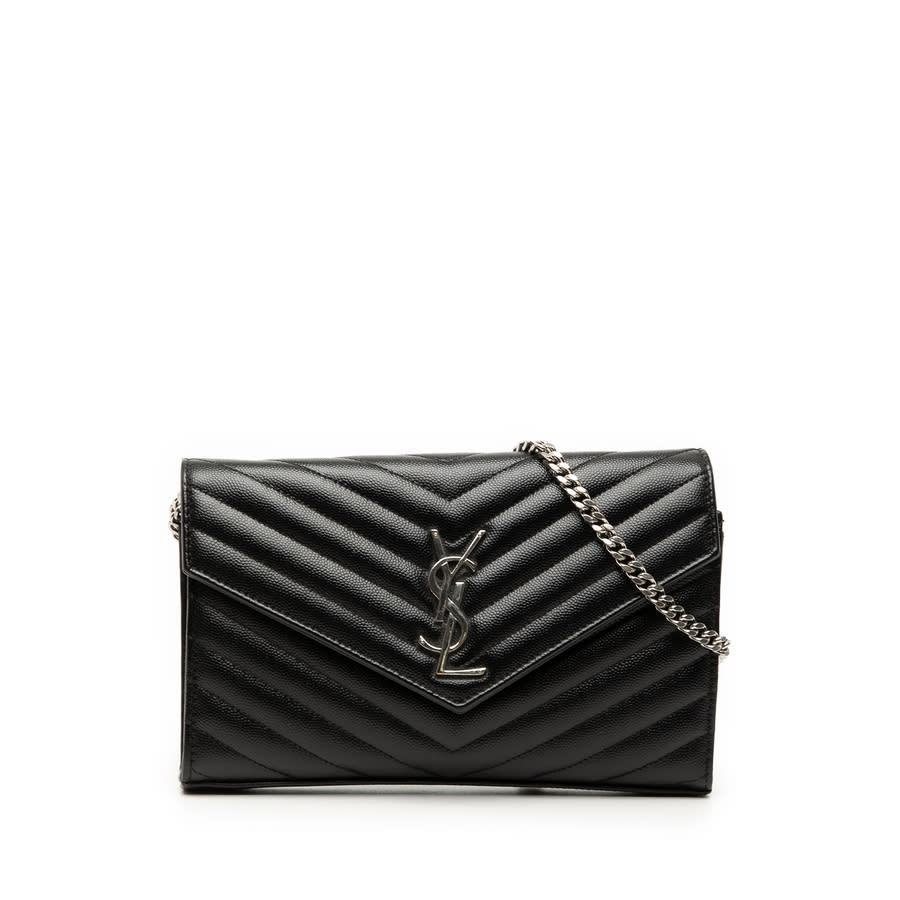 Pre-owned Saint Laurent Grain De Poudre Chevron Monogram Envelope Chain Wallet Ladies VDJ4JCZC1MI9QORC