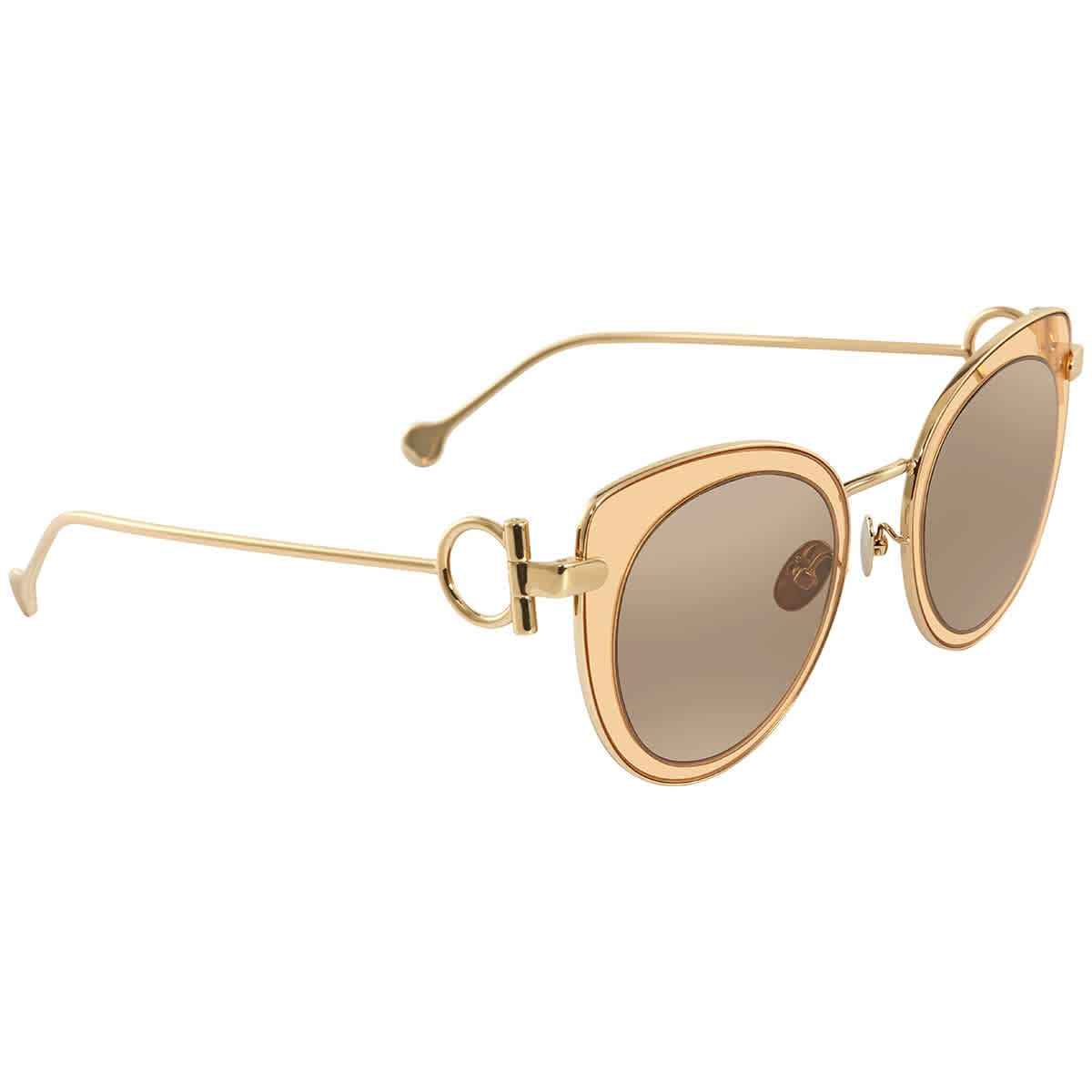 Ferragamo Ladies Orange Round Sunglasses Sf182s 230 50 In 