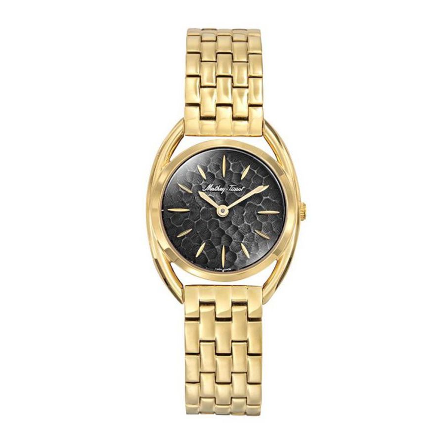 Mathey-tissot Saphira Quartz Black Dial Ladies Watch D933pyn In Black / Gold Tone / Yellow