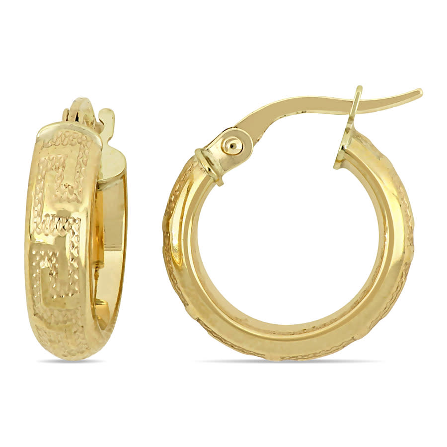 Amour 15mm Textured Hoop Earrings In 10k Yellow Gold