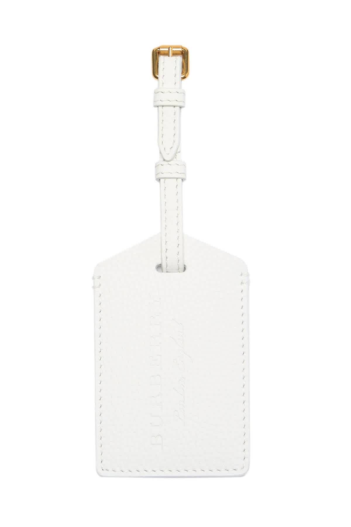 Burberry Lindale Leather Luggage Tag In Chalk White