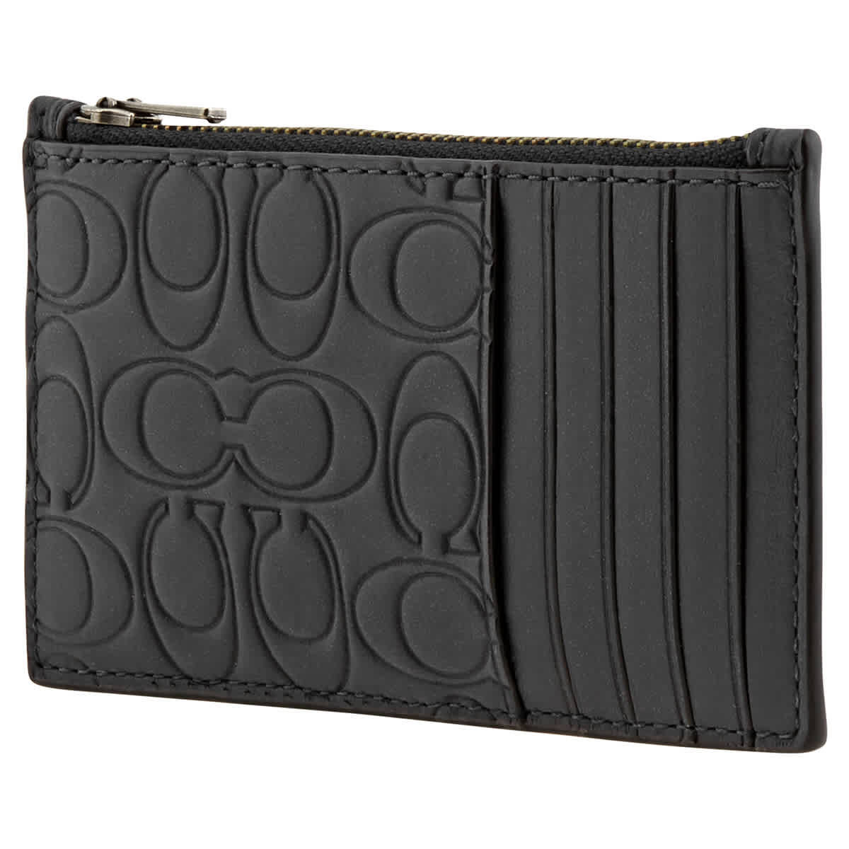 Coach Midnight Signature Leather Zip Card Case ModeSens