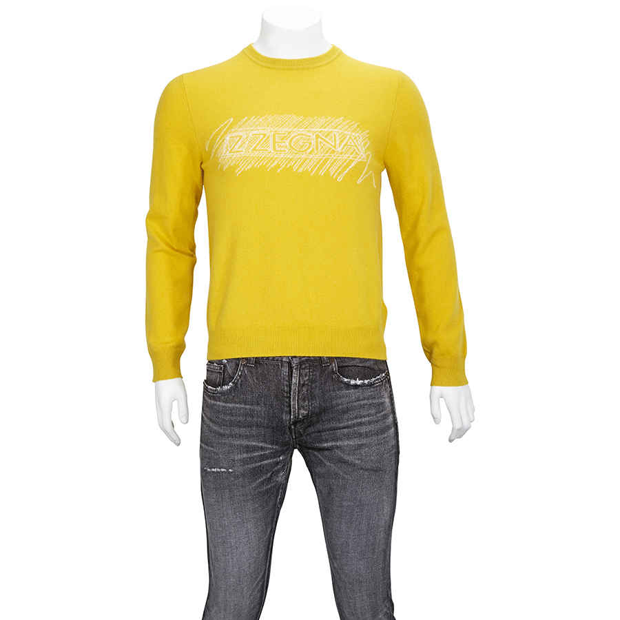 Ermenegildo Zegna Mens Sweaters Yellow Crewneck Knitwear