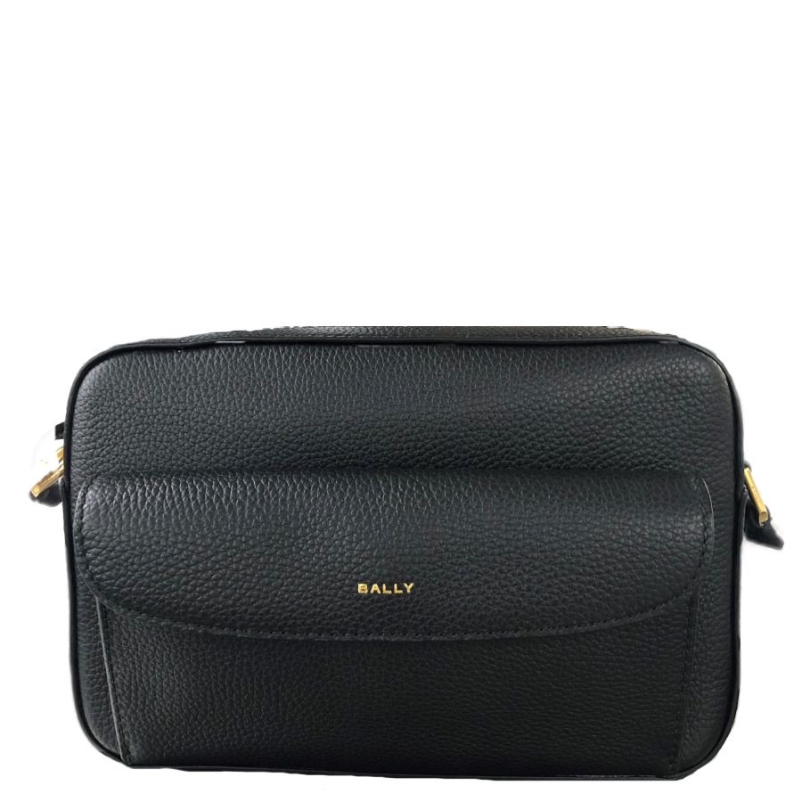 Bally Black Bar Daniel Logo-print Crossbody Bag In Black/oro