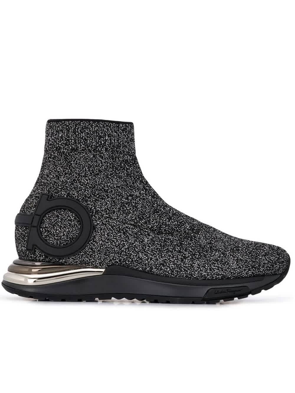 Ferragamo Ladies Cerise Gancini Glitter Sneakers In Pink,rainbow