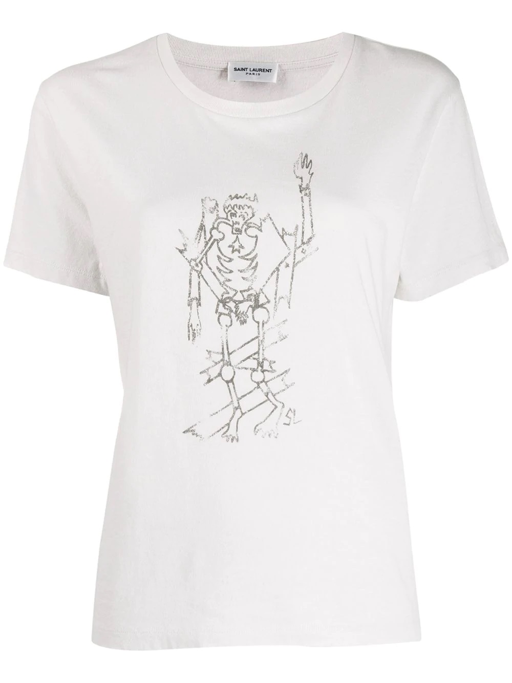 Saint Laurent Skeleton Print T-shirt In Multicolor