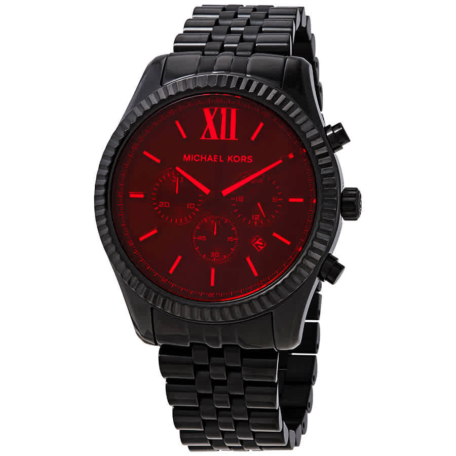 michael kors men's black and red watch