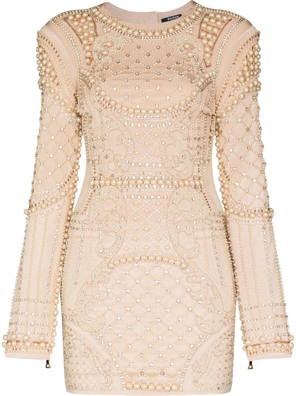 Balmain Ladies Beige Short Embroidered Dress, Brand Size 36 (us Size 4) |  ModeSens