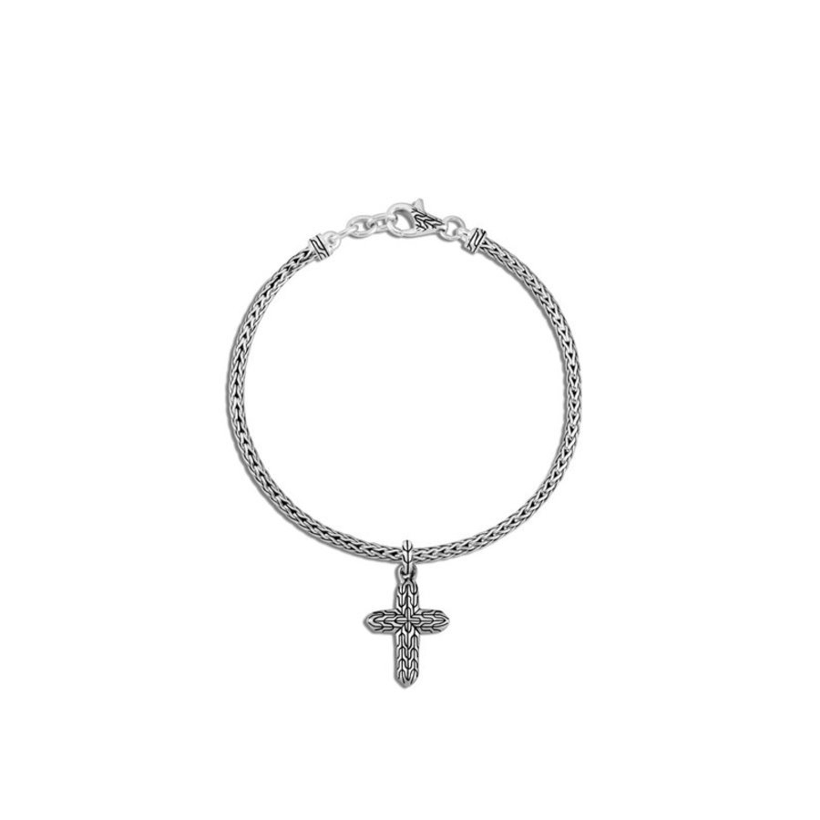 John Hardy Classic Chain Cross Charm Sterling Silver Bracelet - Bb90576xm In Silver-tone