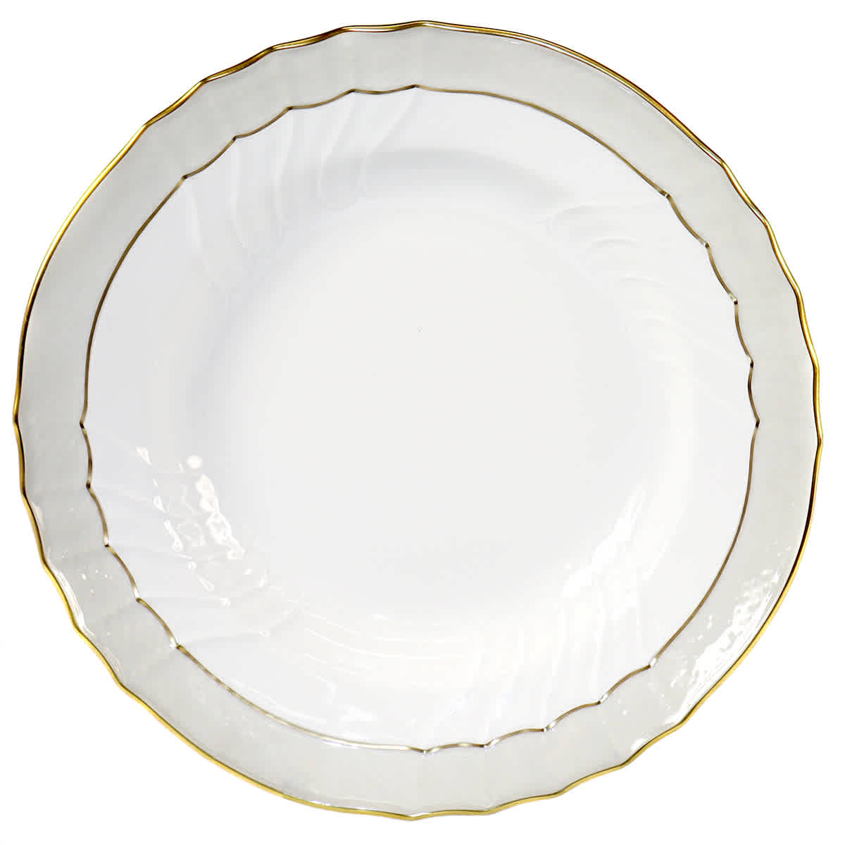 Ginori 1735 Fs.grigio Perla B.do Oro Soup Plate In N/a