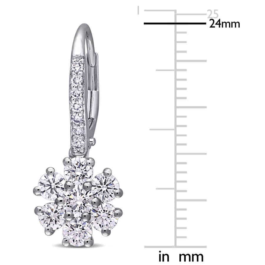 Shop Created Forever 1 3/4 Ct Tw Lab Created Diamond Flower Leverback Earrings In 14k White Gold