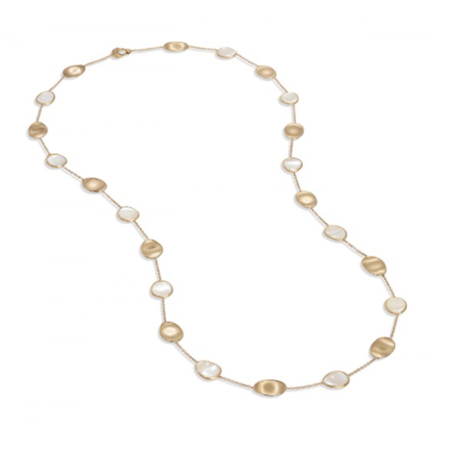 Marco Bicego Lunaria Long Yellow Gold & Mother Of Pearl Station Necklace 36" - Cb2157 Mpw Y