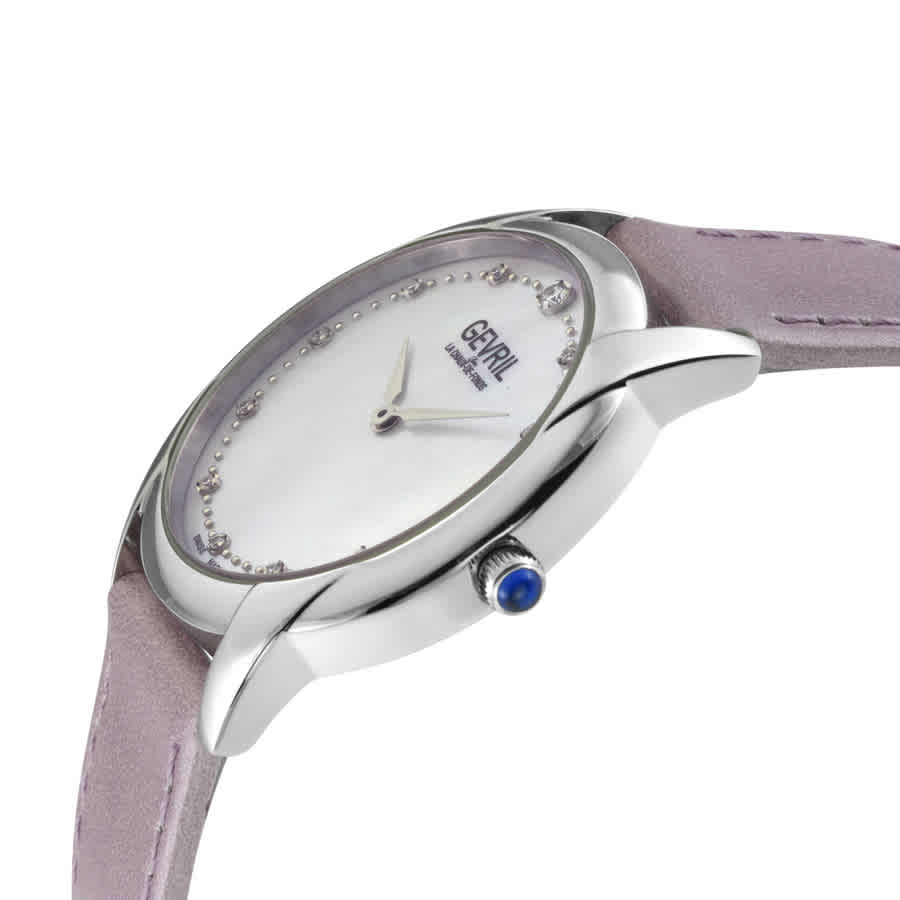 Shop Gevril Airolo Diamond Mother Of Pearl Dial Ladies Watch 13041 In Blue / Mop / Mother Of Pearl / Purple